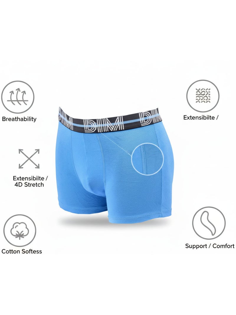 Confezione da 3 boxer uomo cotone stretch Blu zaffiro - Kiabi