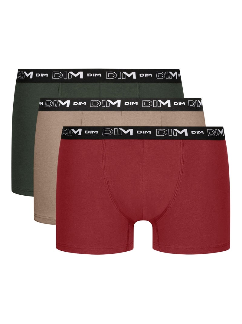 Confezione da 3 boxer uomo cotone stretch Rosa lampone - Kiabi