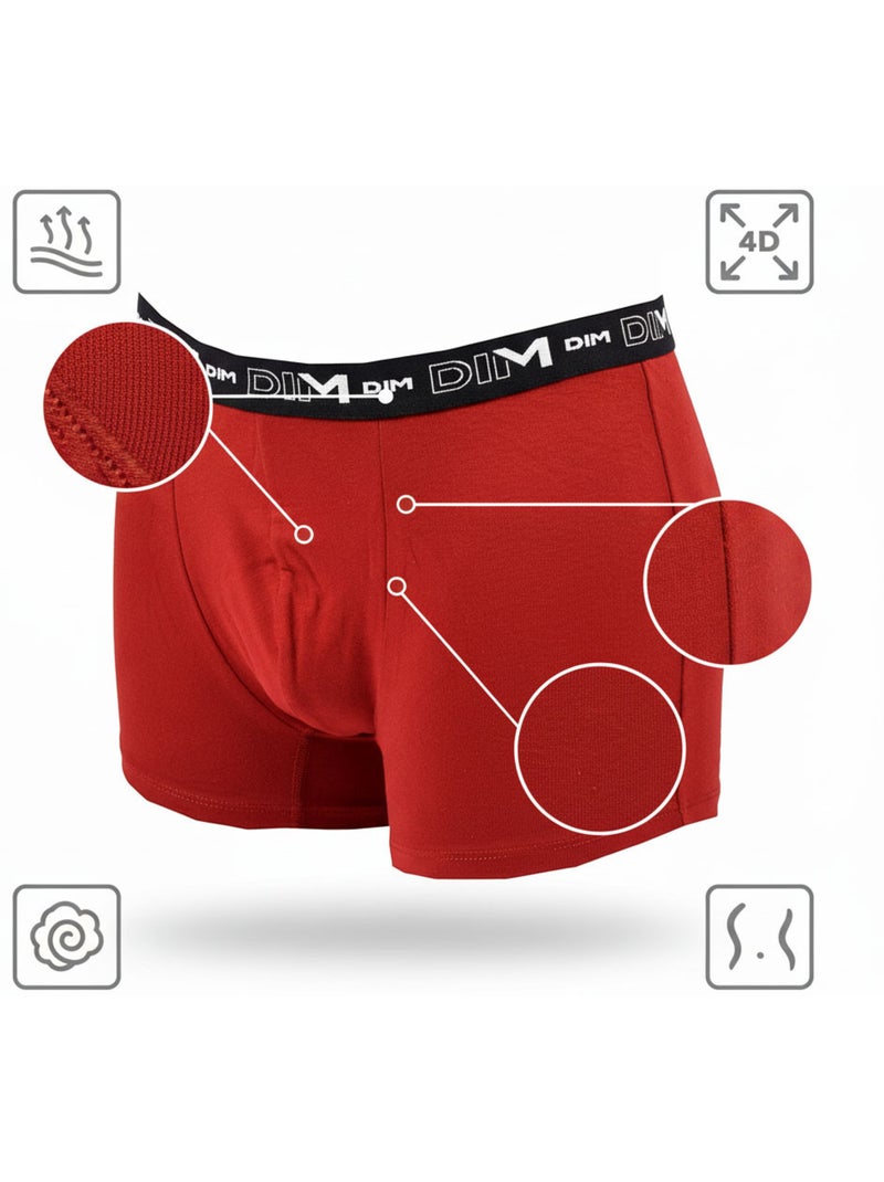 Confezione da 3 boxer uomo cotone stretch Rosa lampone - Kiabi