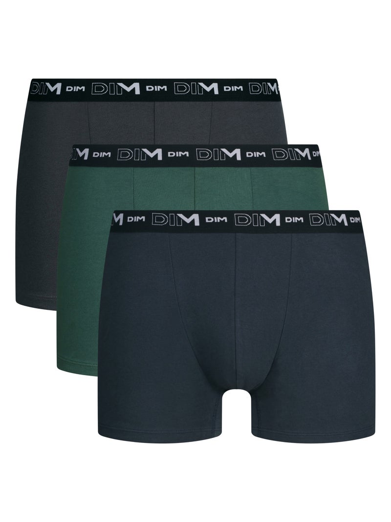 Confezione da 3 boxer uomo cotone stretch Verde foresta - Kiabi