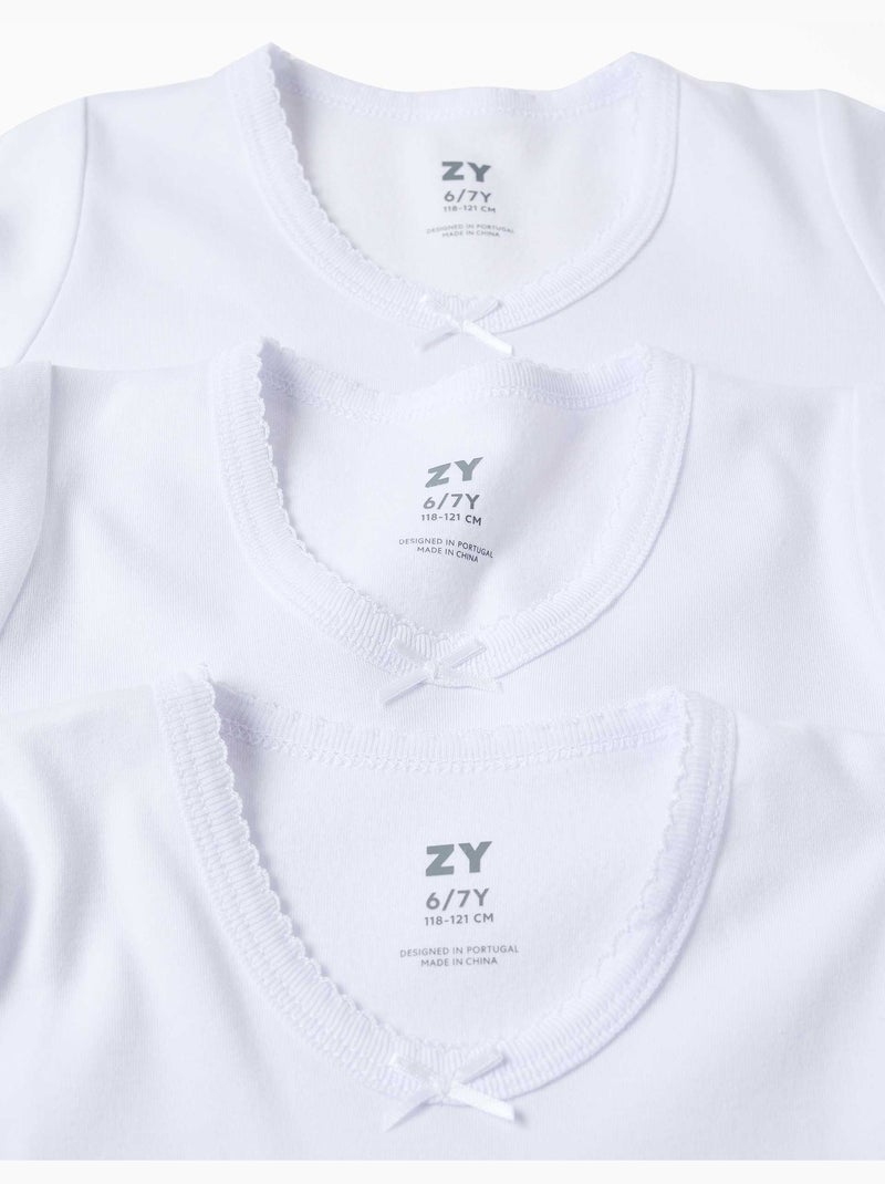 Confezione da 3 maglie intime a manica lunga in cotone spazzolato Bianco - Kiabi