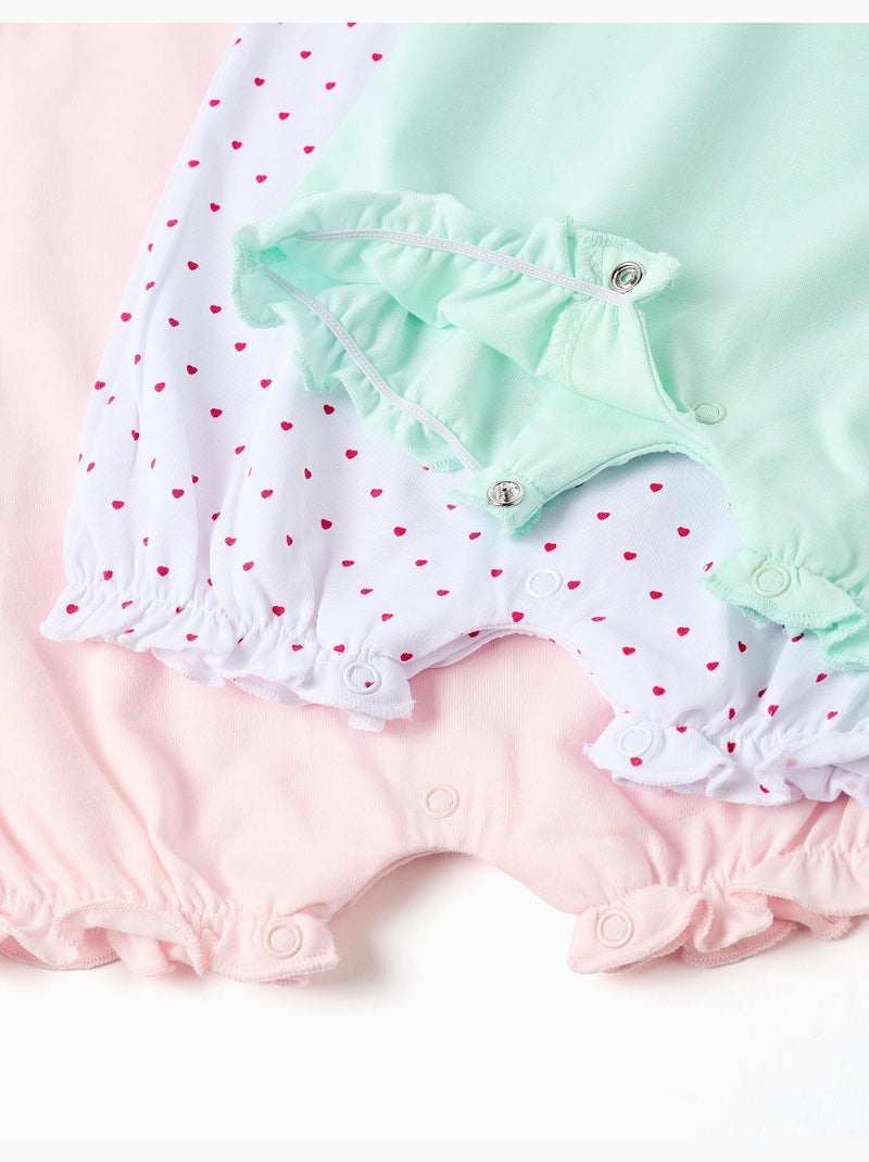 Confezione da 3 pagliaccetti senza maniche in cotone Rosa/Verde - Kiabi