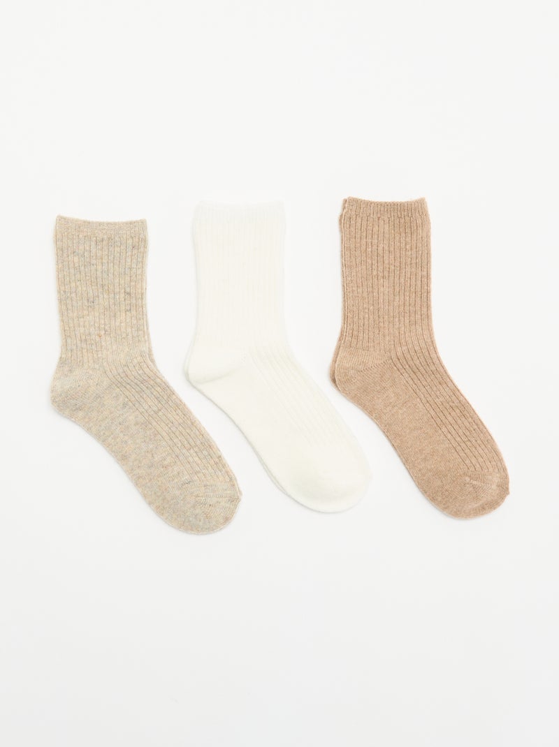 Confezione da 3 paia di calzini a tinta unita Beige - Kiabi