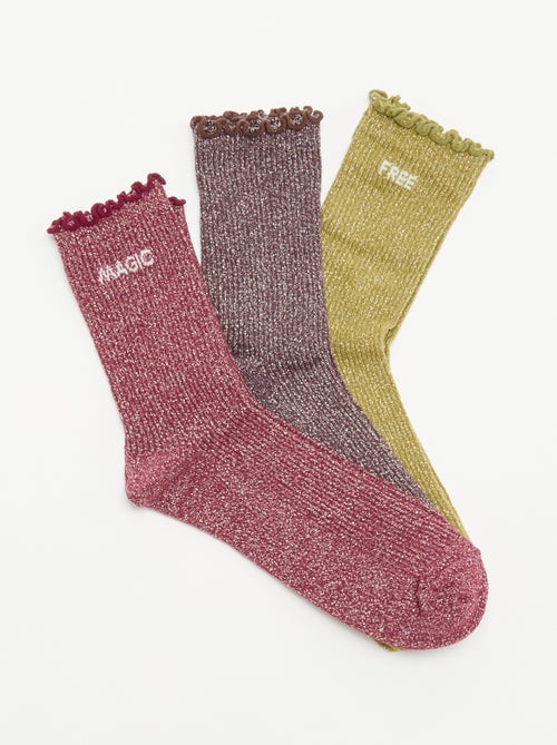 Confezione da 3 paia di calzini brillanti - Natale - Kiabi Confezione da 3 paia di calzini brillanti - Natale - Kiabi