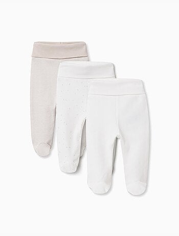 Confezione da 3 pantaloni con piedi in cotone