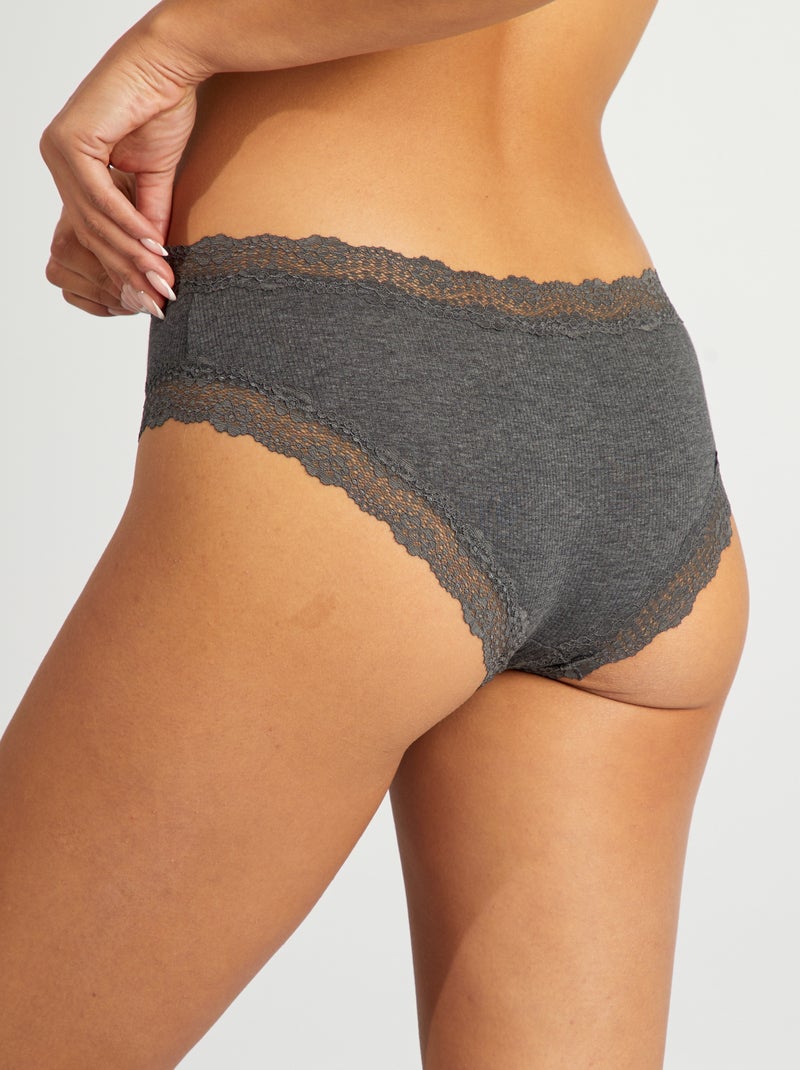 Confezione da 3 shorty a costine sottili GRIGIO - Kiabi