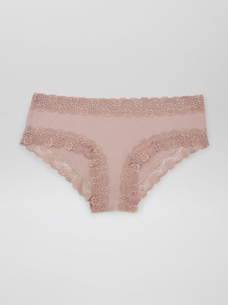 Confezione da 3 shorty a costine sottili marrone prugna - Kiabi