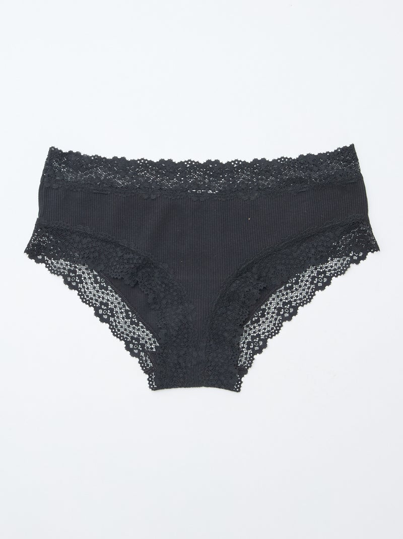 Confezione da 3 shorty a costine sottili Nero - Kiabi