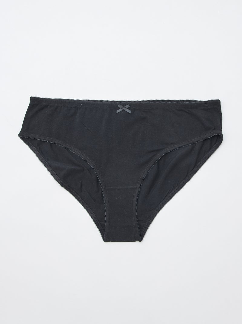 Confezione da 3 slip in cotone elasticizzato Nero - Kiabi