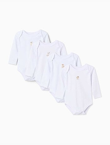 Confezione da 4 body a manica lunga in cotone con stampe