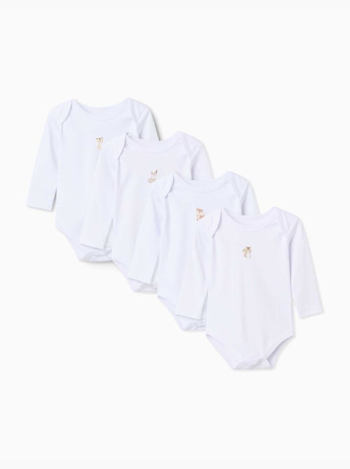 Confezione da 4 body a manica lunga in cotone con stampe - Kiabi