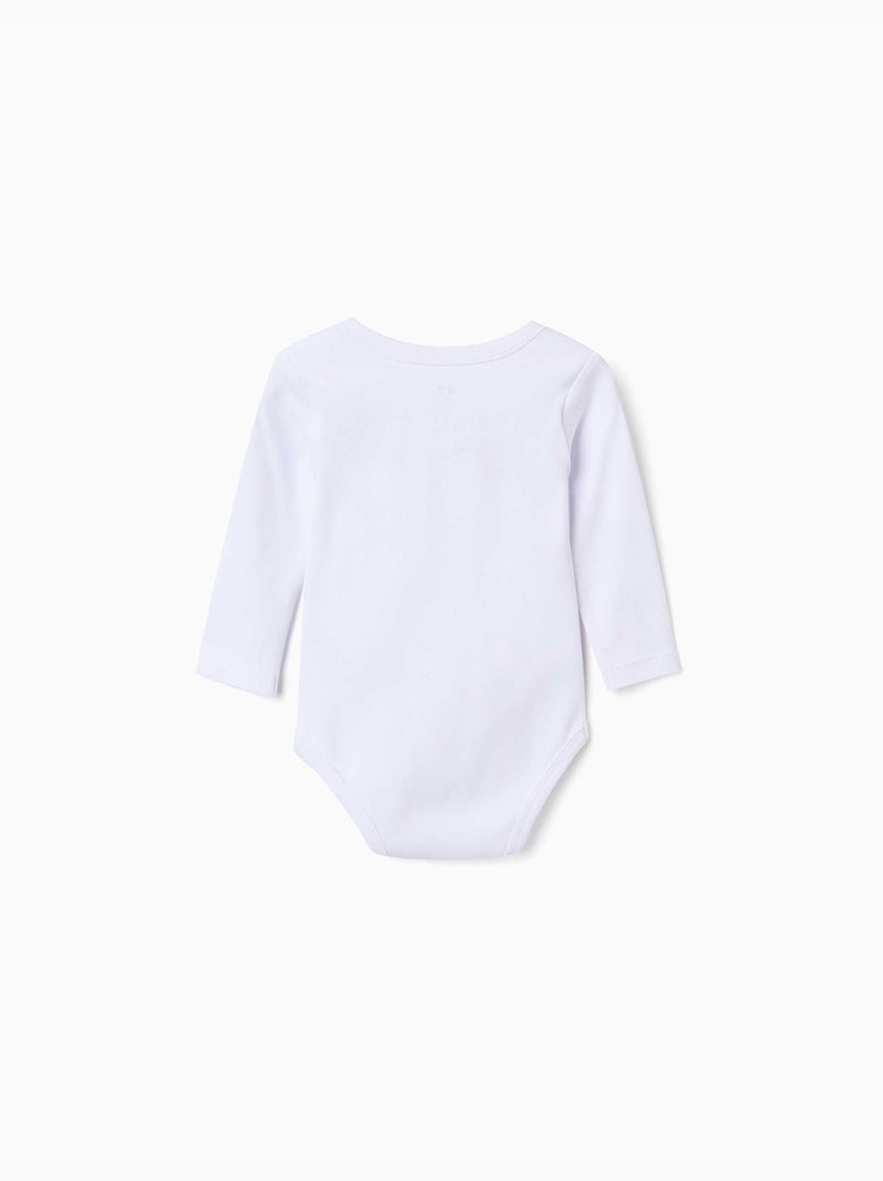 Confezione da 4 body a manica lunga in cotone con stampe Bianco - Kiabi