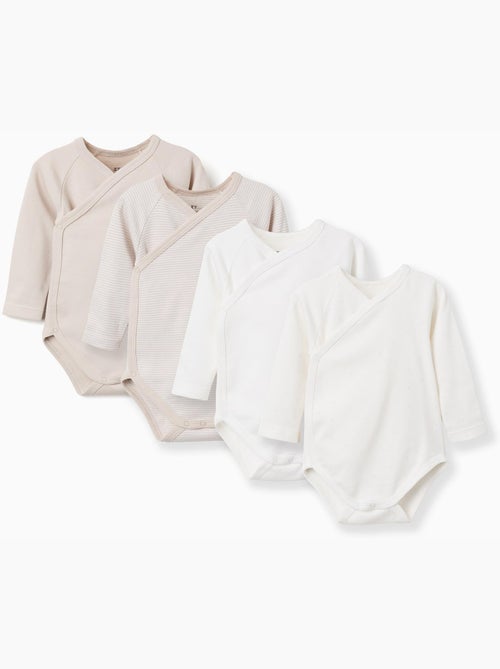 Confezione da 4 body avvolgenti in cotone - Kiabi