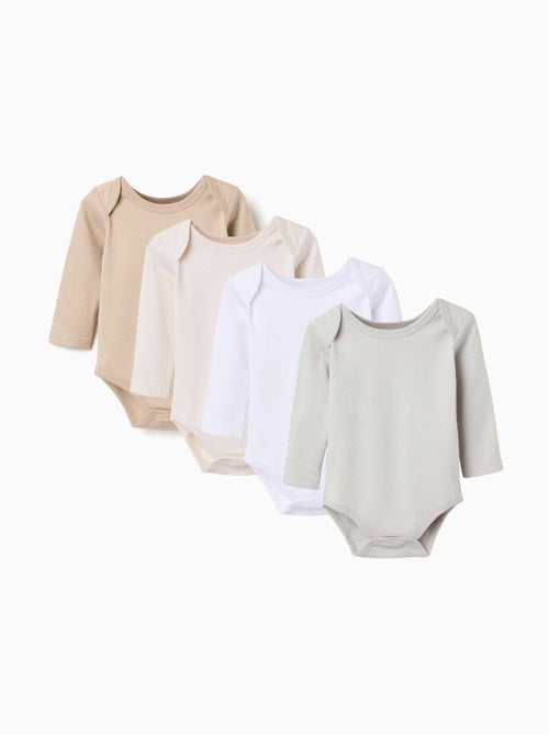 Confezione da 4 body con spalle sovrapposte spazzolati - Kiabi Confezione da 4 body con spalle sovrapposte spazzolati - Kiabi