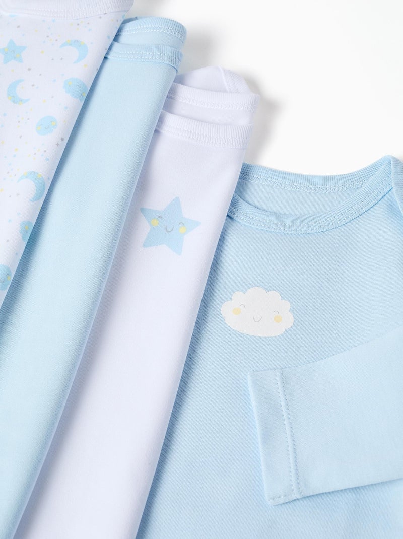 Confezione da 4 body in cotone Bianco Blu - Kiabi