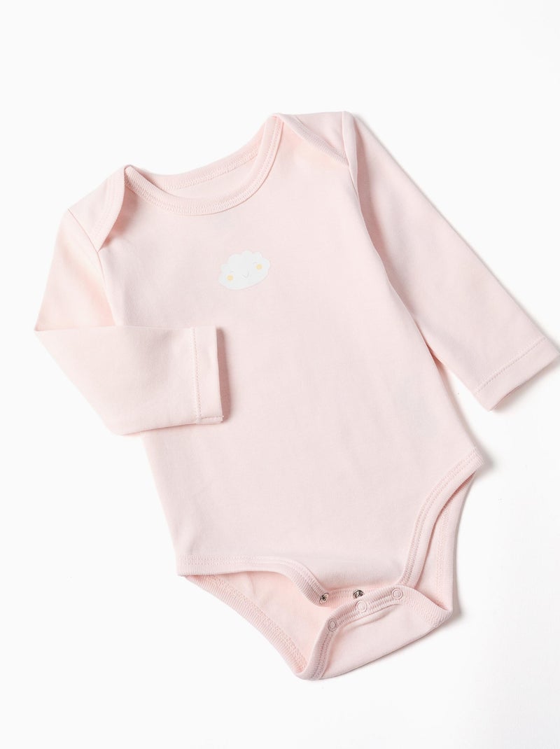 Confezione da 4 body in cotone 'luna & stella' Bianco Rosa - Kiabi