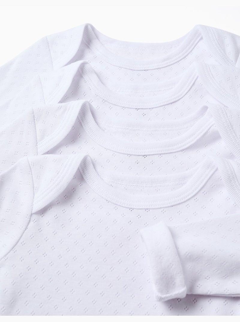 Confezione da 4 body in cotone spazzolato Bianco - Kiabi