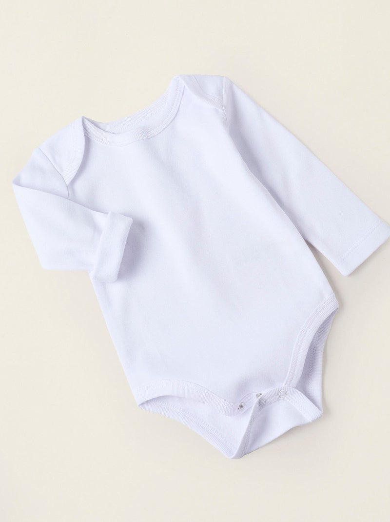 Confezione da 4 body in cotone tinta unita Bianco - Kiabi
