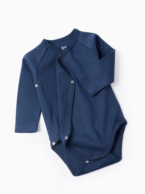 Confezione da 4 body incrociati in cotone  'auto' - Kiabi