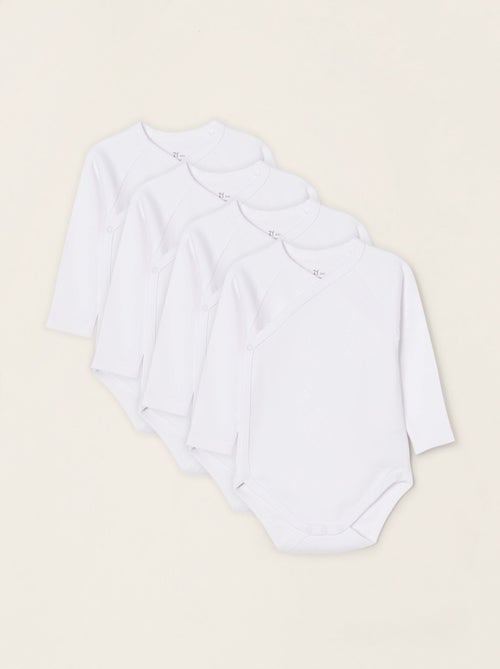 Confezione da 4 body incrociati in cotone - Kiabi