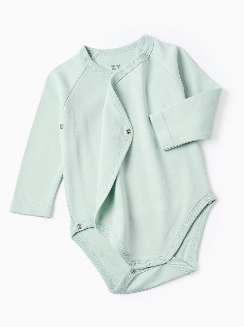 Confezione da 4 body incrociati in cotone Bianco Verde - Kiabi