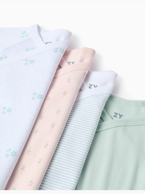 Confezione da 4 body incrociati in cotone - Kiabi