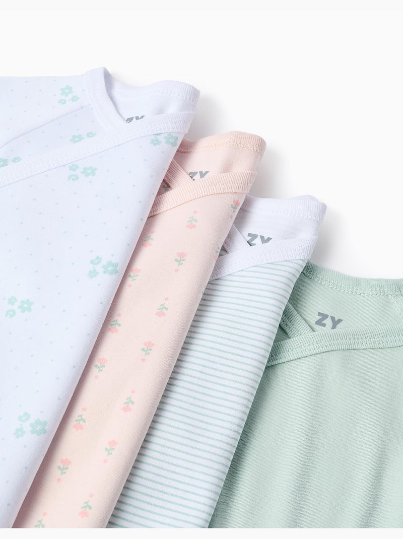Confezione da 4 body incrociati in cotone Bianco Verde - Kiabi