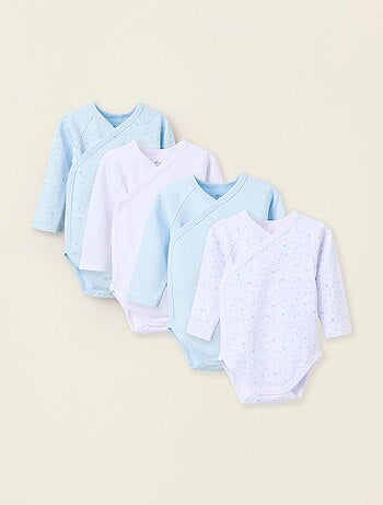 Confezione da 4 body incrociati in cotone 'stelle'
