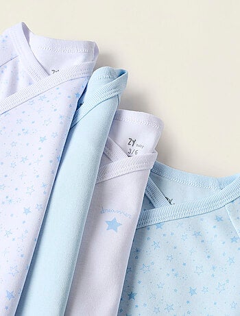 Confezione da 4 body incrociati in cotone 'stelle'