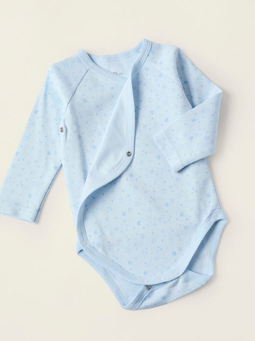 Confezione da 4 body incrociati in cotone  'stelle' - Kiabi