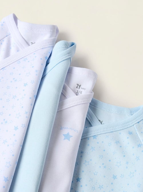 Confezione da 4 body incrociati in cotone  'stelle' - Kiabi