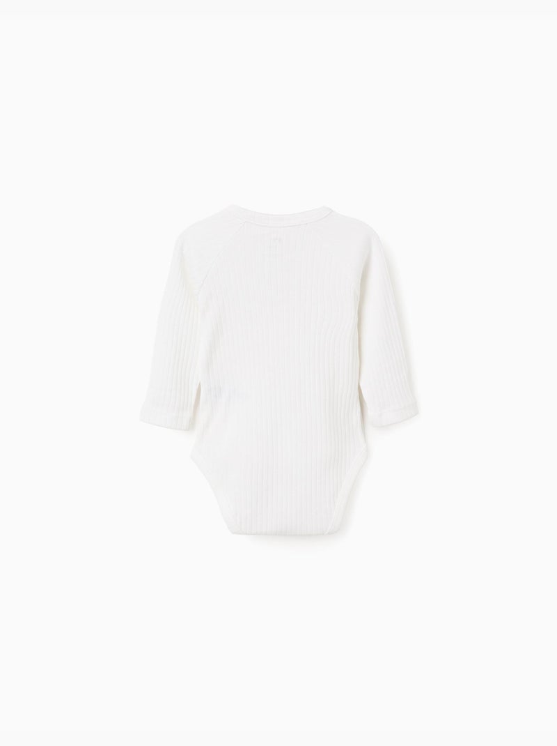 Confezione da 4 body incrociati lisci/a costine in cotone Bianco - Kiabi