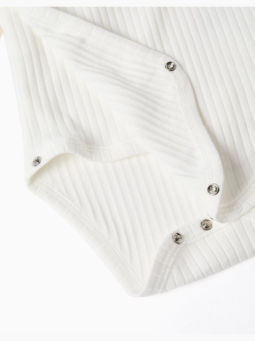 Confezione da 4 body incrociati lisci/a costine in cotone - Kiabi