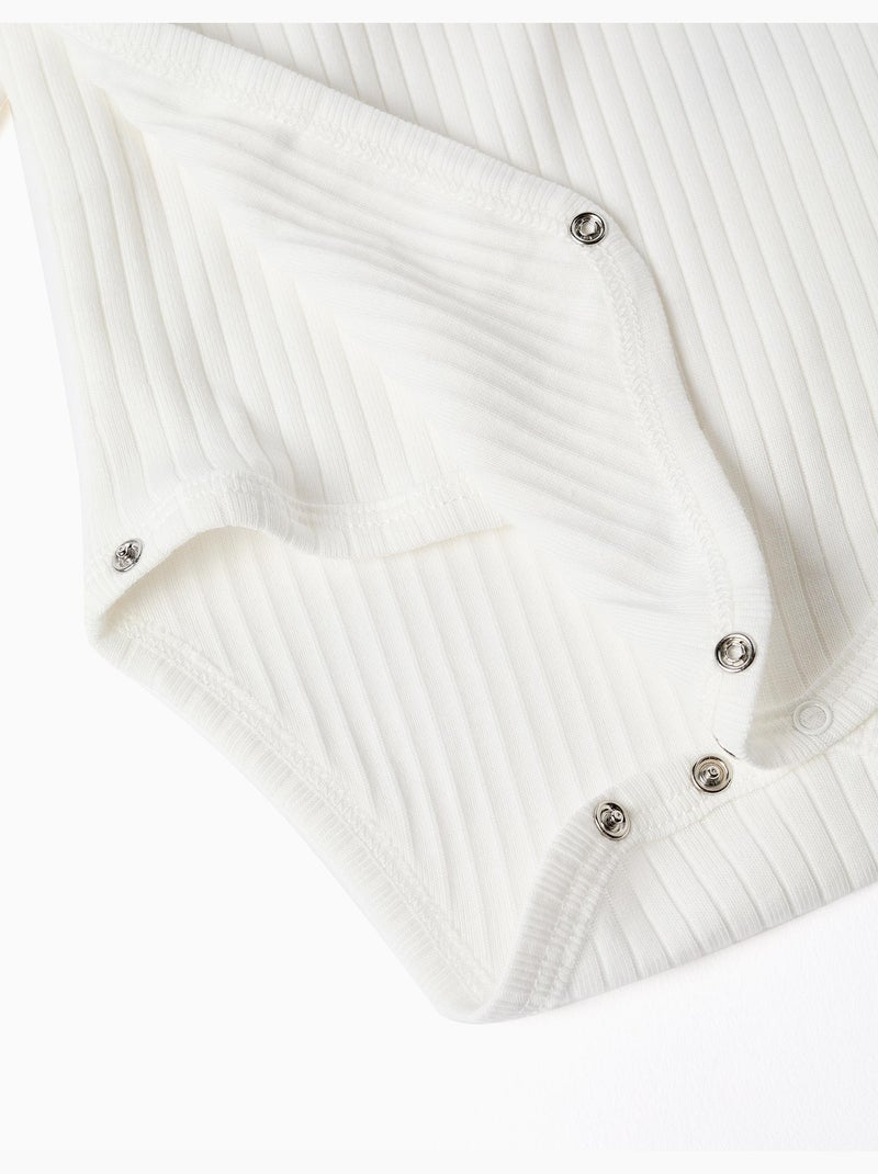 Confezione da 4 body incrociati lisci/a costine in cotone Bianco - Kiabi