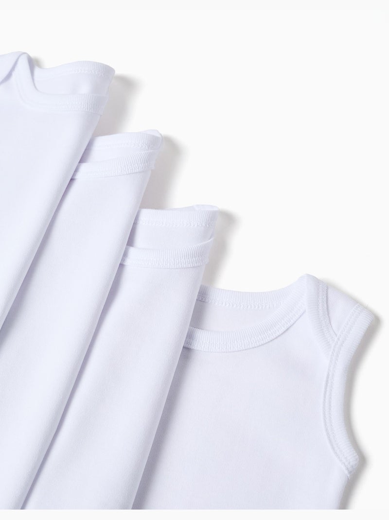 Confezione da 4 body lisci senza maniche Bianco - Kiabi