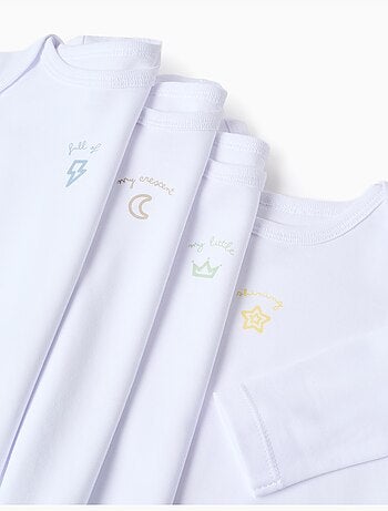 Confezione da 4 bodysuit con stampa sul petto