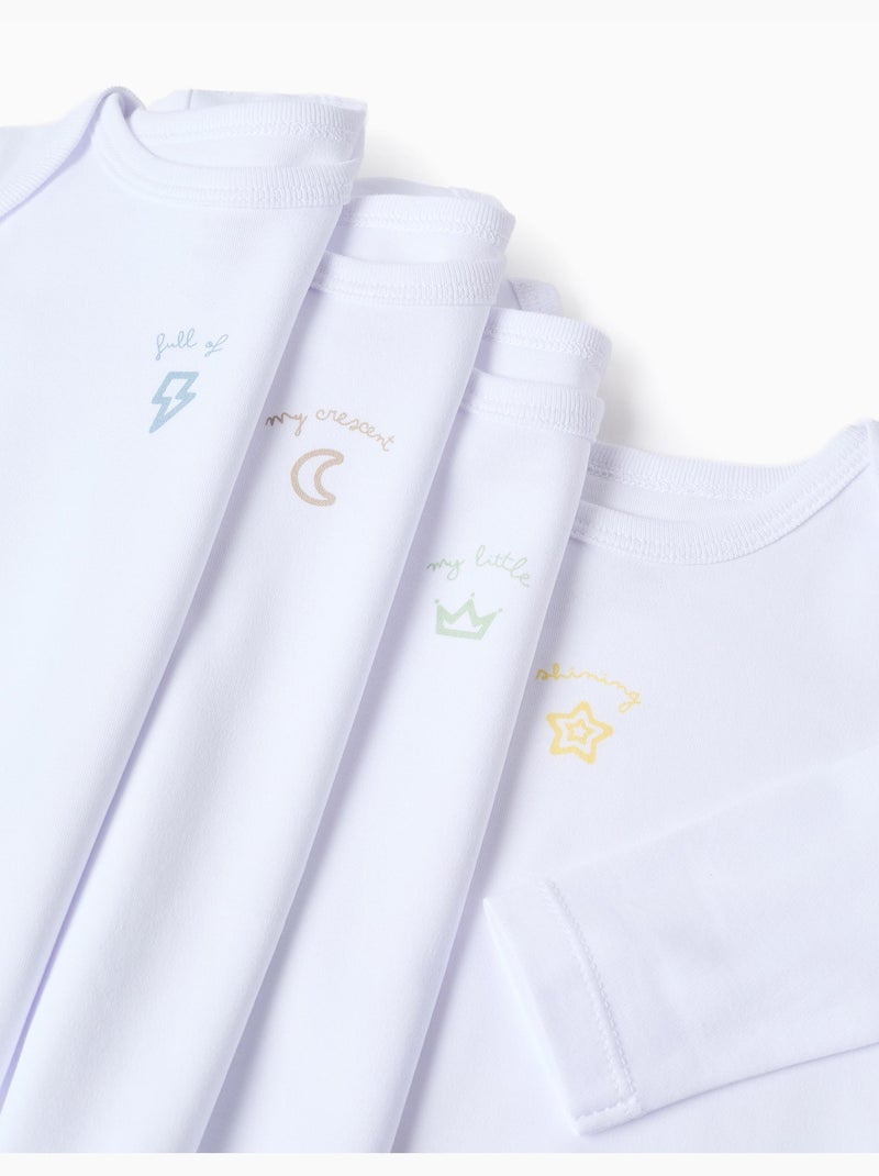 Confezione da 4 bodysuit con stampa sul petto Bianco - Kiabi