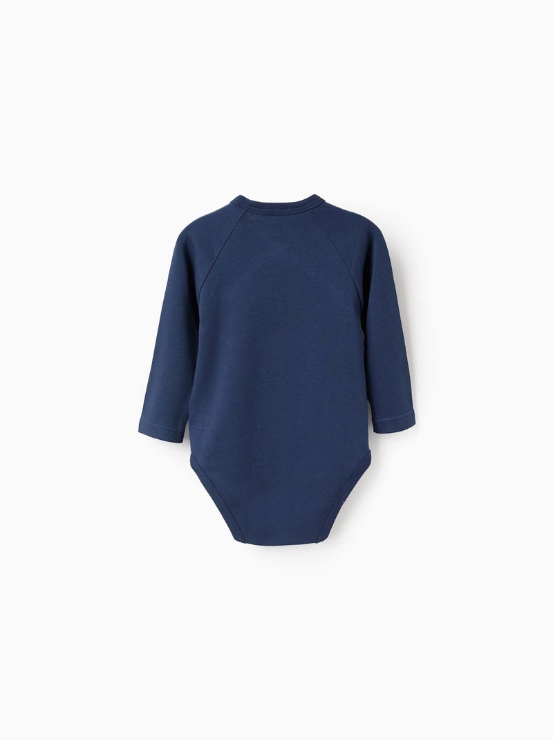 Confezione da 4 bodysuit in cotone avvolgente Blu Bianco - Kiabi