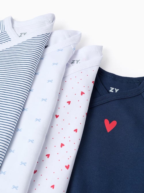 Confezione da 4 bodysuit in cotone avvolgente - Kiabi