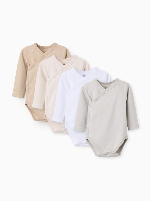 Confezione da 4 bodysuit in cotone avvolgente - Kiabi
