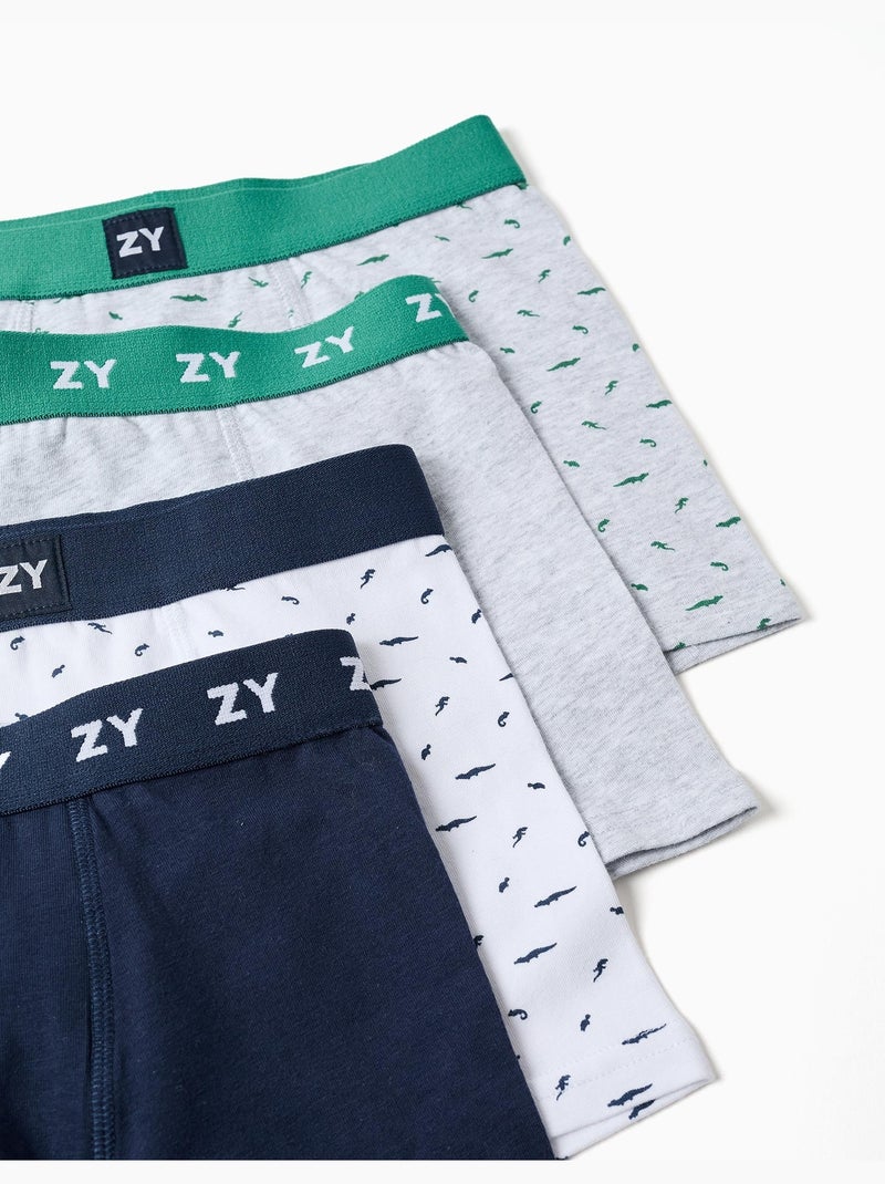 Confezione da 4 boxer a tinta unita/stampati Grigio verde - Kiabi