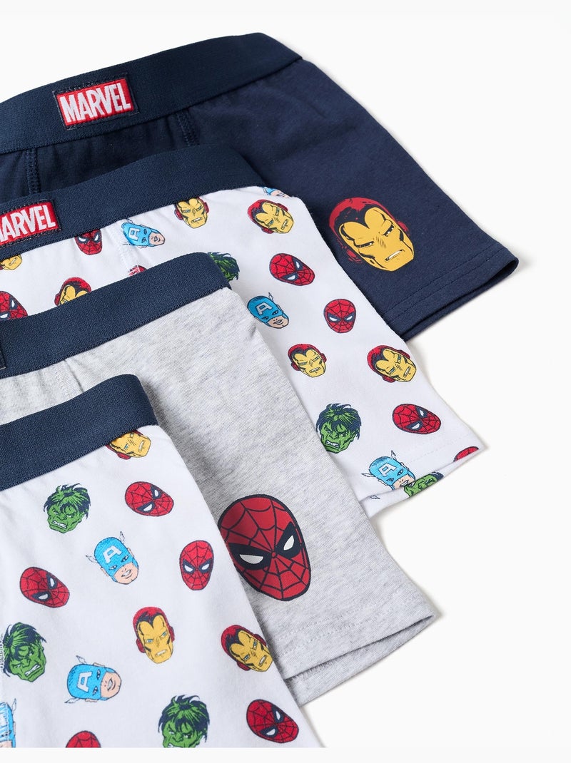 Confezione da 4 boxer con stampe avengers Bianco Grigio Blu - Kiabi