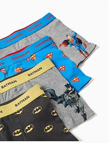 Confezione da 4 boxer in cotone batman e superman
