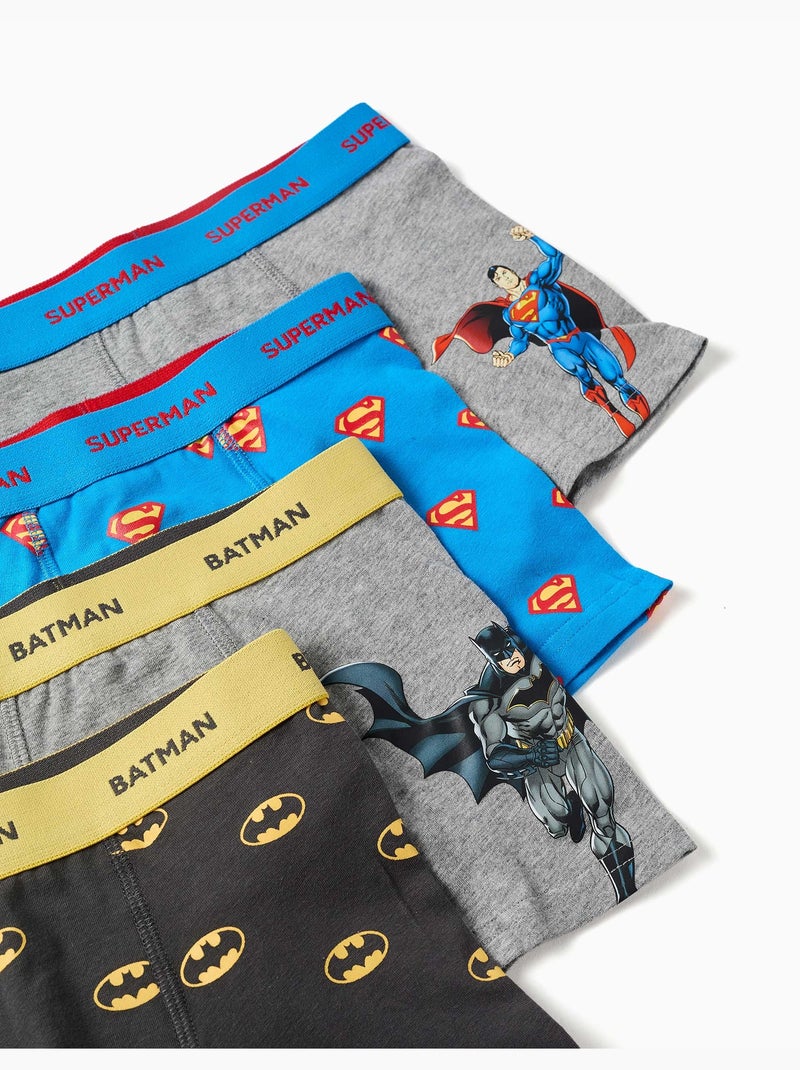 Confezione da 4 boxer in cotone batman e superman Blu grigio - Kiabi