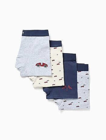 Confezione da 4 boxer in cotone con stampe di auto