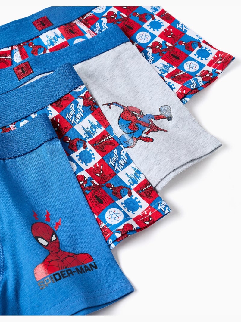 Confezione da 4 boxer in cotone con stampe di Spider-Man Grigio blu - Kiabi