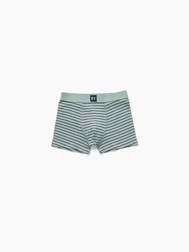 Confezione da 4 boxer lisci/a righe Blu Verde Grigio - Kiabi