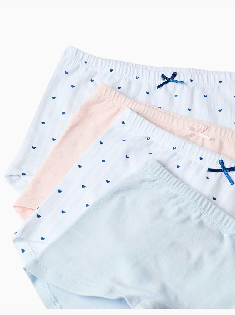 Confezione da 4 boxer liscio/stampato Bianco Rosa Blu - Kiabi