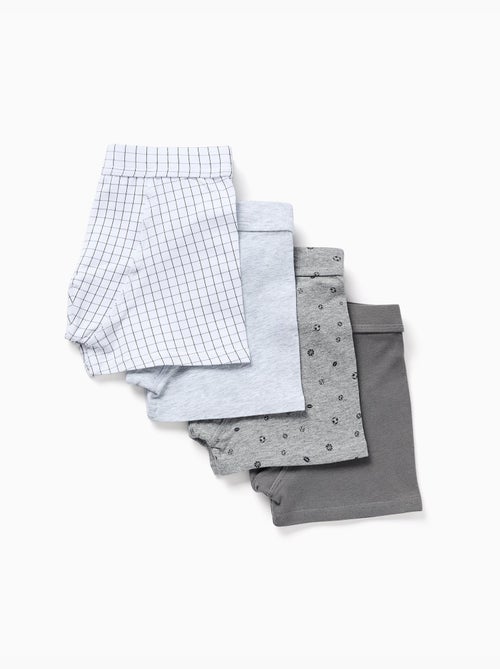 Confezione da 4 boxer liscio/stampato in cotone - Kiabi