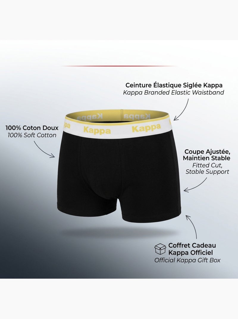 Confezione da 4 Boxer Uomo KAPPA - Cotone, Cofanetto Regalo Nero Nero Bianco - Kiabi